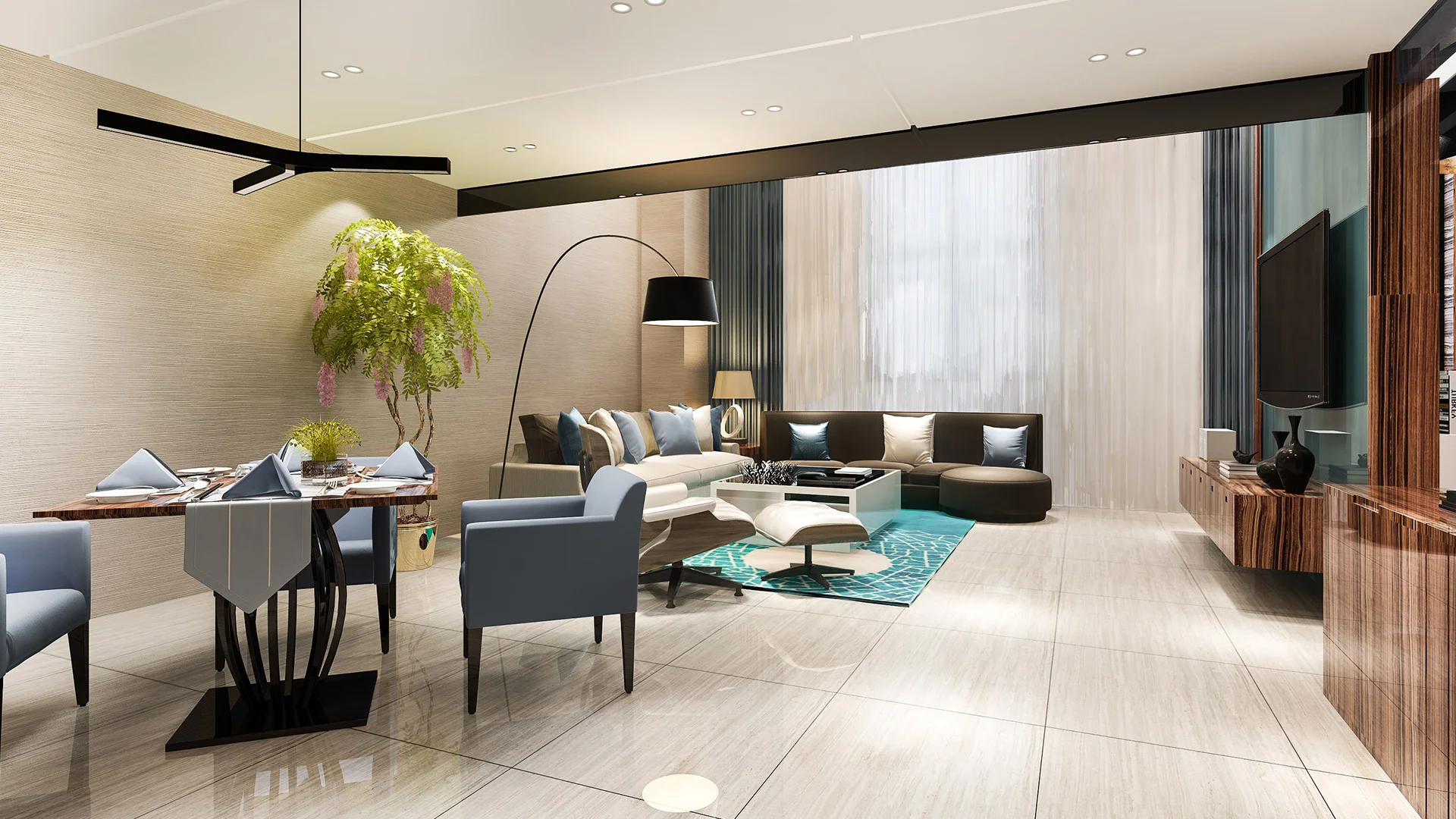Modern interior design of 2 BHK flat in Mohali with elegant living space